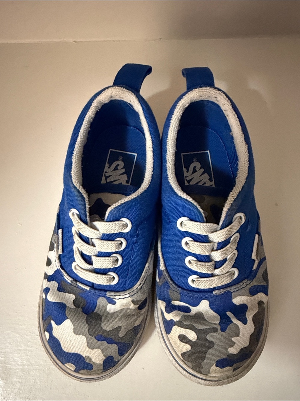 Vans Kids Blue and Gray Camo Canvas Sneakers